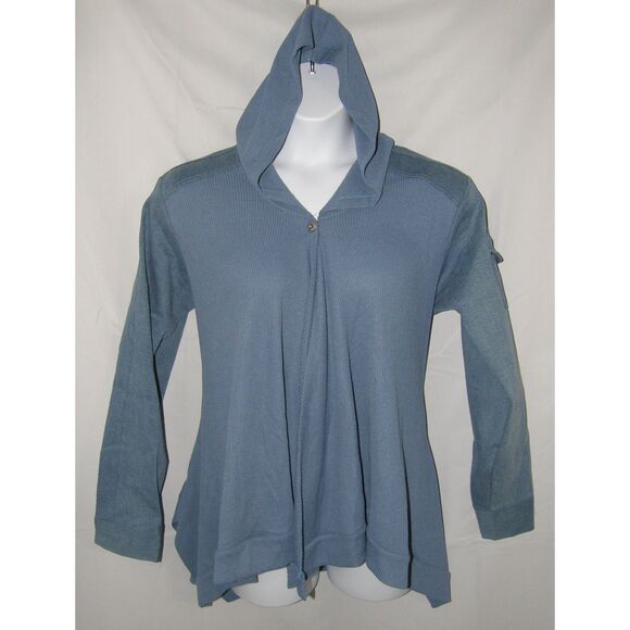 NWT Blue Sz XL Roomy Hooded Lightweight Swing Jacket Pockets DG2 DIANE GILMAN - Picture 1 of 7